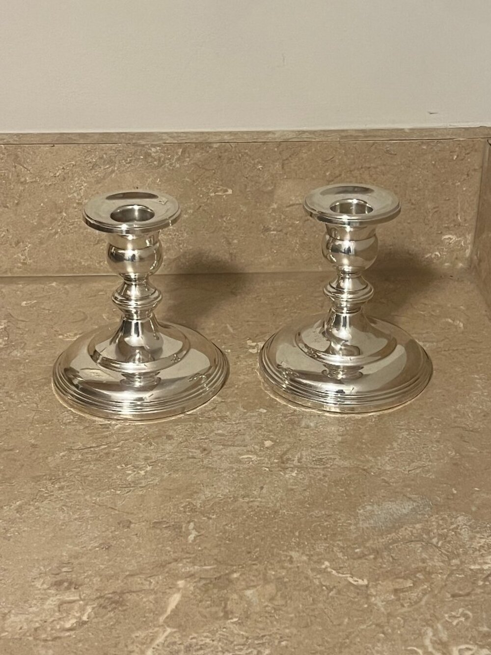Pair of Frank M. Whiting Weighted Sterling Silver Candlesticks Holders 4" 344 gr